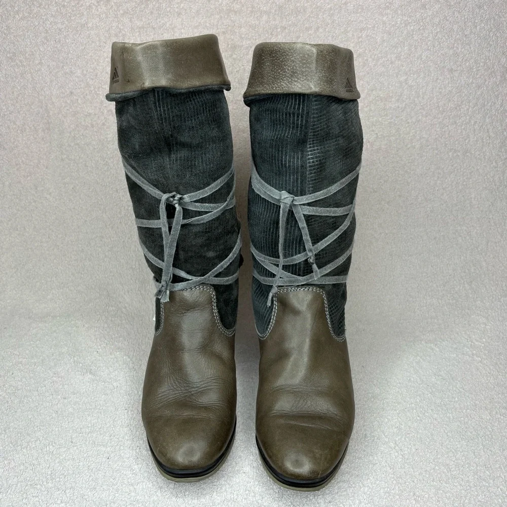 Vintage La Mondiale Leather & Corduroy Winter Boots Women’s 7 Gray/Brown Italian